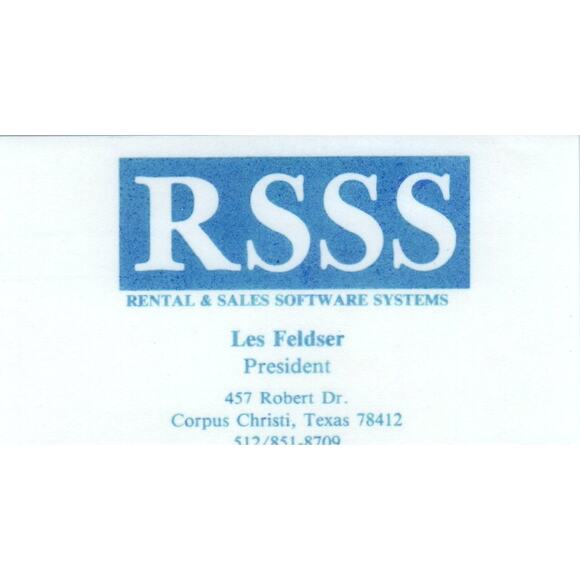 Les Feldser Retail & Sales Software Systems Corpus Christi Business Card SD8-B4 - Picture 1 of 2